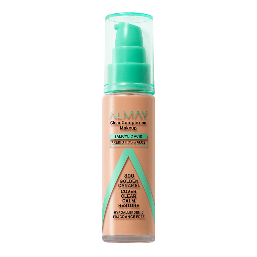 Almay Clear Complexion Makeup 730 Golden Caramel foundation with matte finish and salicylic acid for acne-prone skin