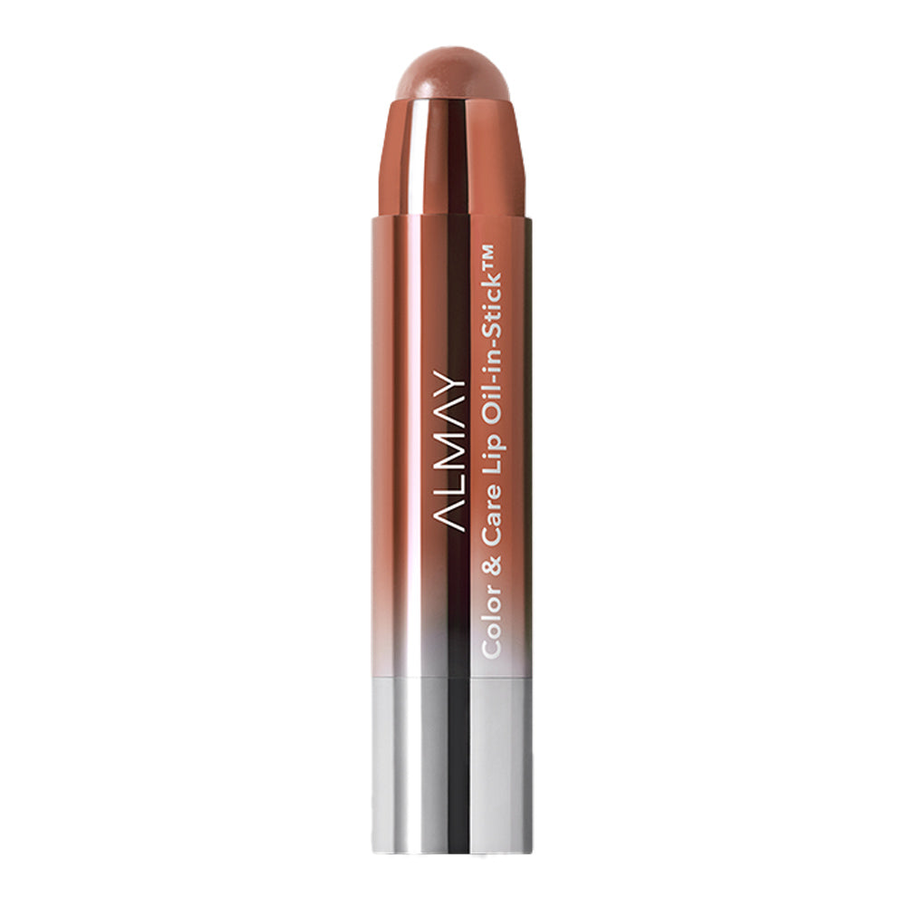 Almay Color & Care Lip Oil-In-Stick 100 Dulce de Leche with hydrating oils and sheer glossy finish for sensitive lips
