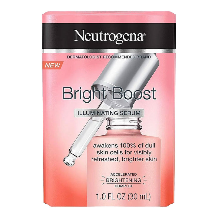 Neutrogena Bright Boost Illuminating Serum 30ml product box on white background