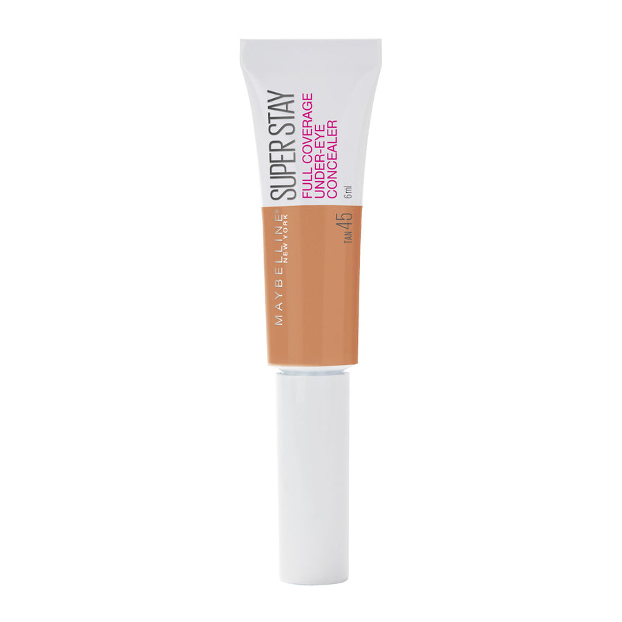 Maybelline Super Stay Concealer 45 TAN with paddle applicator, waterproof 24hr wear and smudge-resistant full coverage