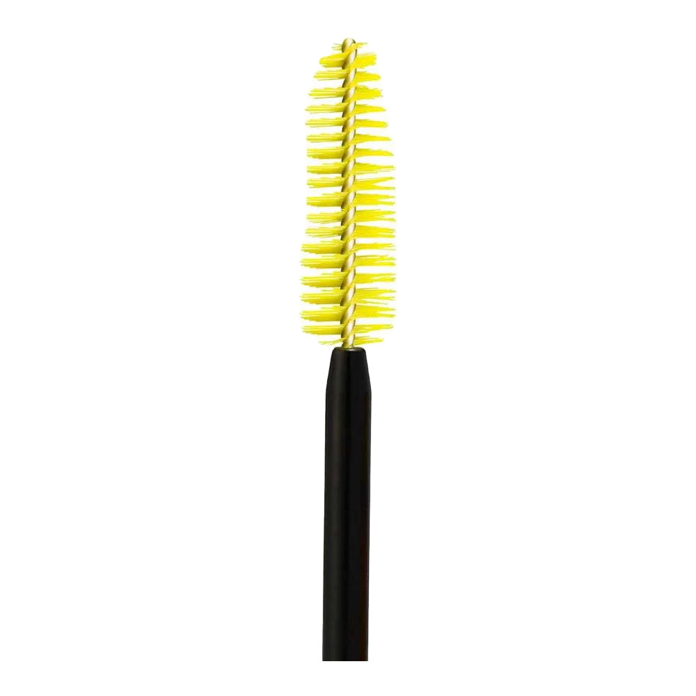 Close-up of Maybelline Colossal Mascara brush in 240 GLAM BLACK for waterproof volume with clump-free lash definition and collagen formula