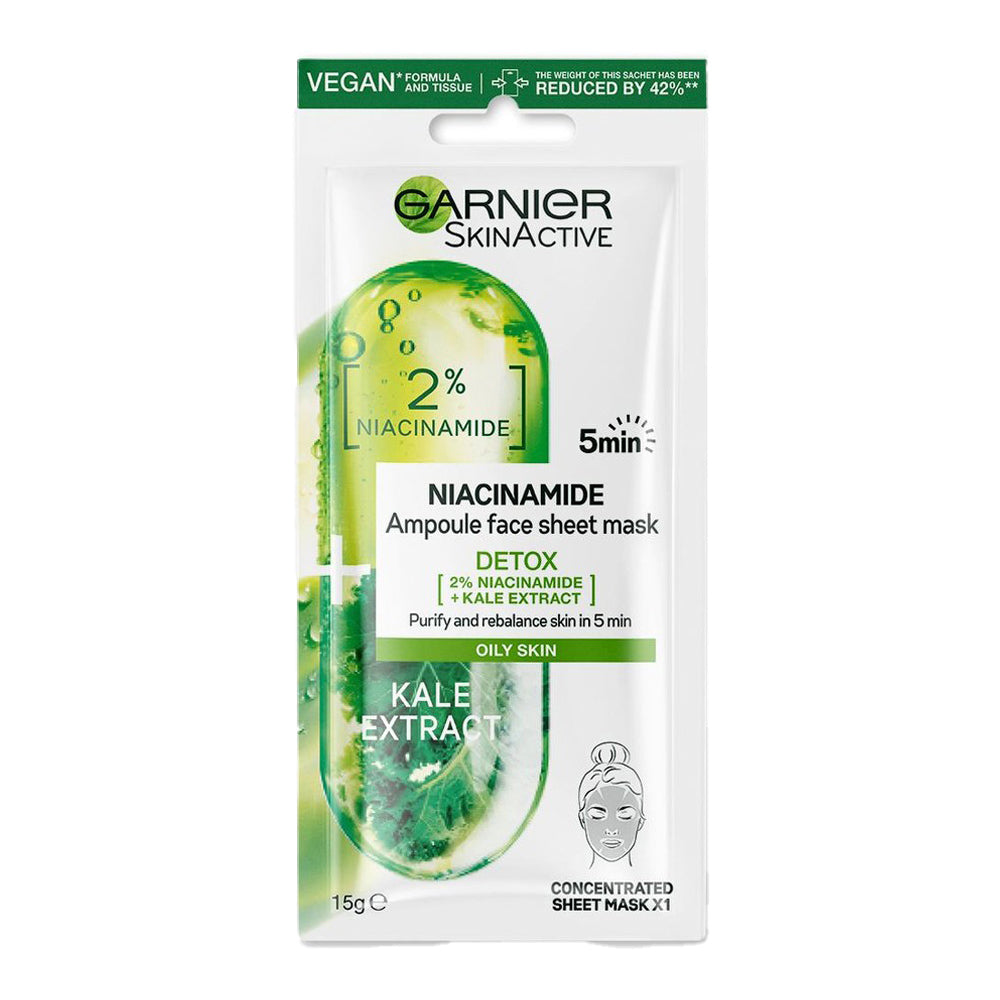 Garnier SkinActive Nianiamide Detox Ampoule Face Sheet Mask - Kale Extract 15g