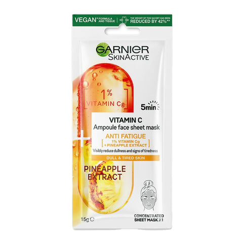 Garnier SkinActive Vitamin C AntiFatigue Ampoule Face Sheet Mask - Pineapple Extract 15g