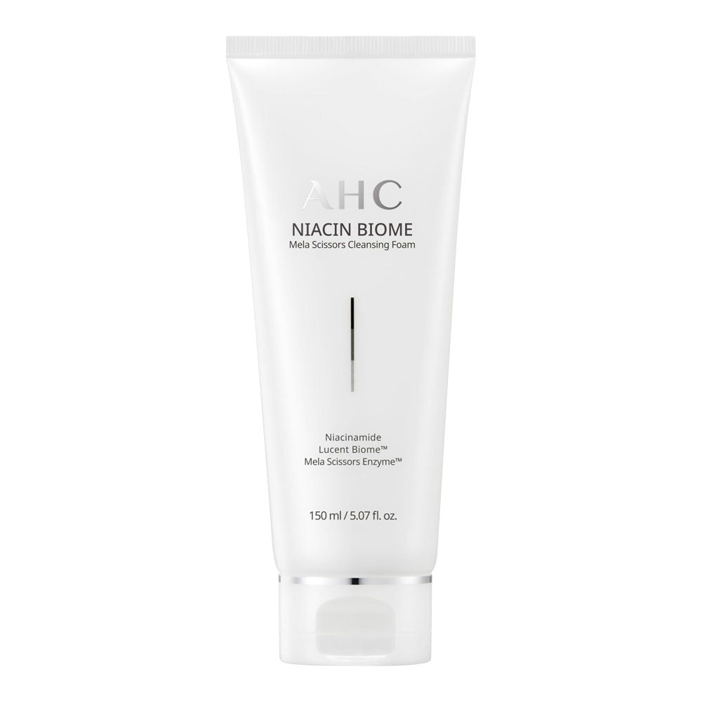 AHC Niacin Biome Mela Scissors Cleansing Foam 150ml unboxed tube with brightening niacinamide cleansing foam for even tone