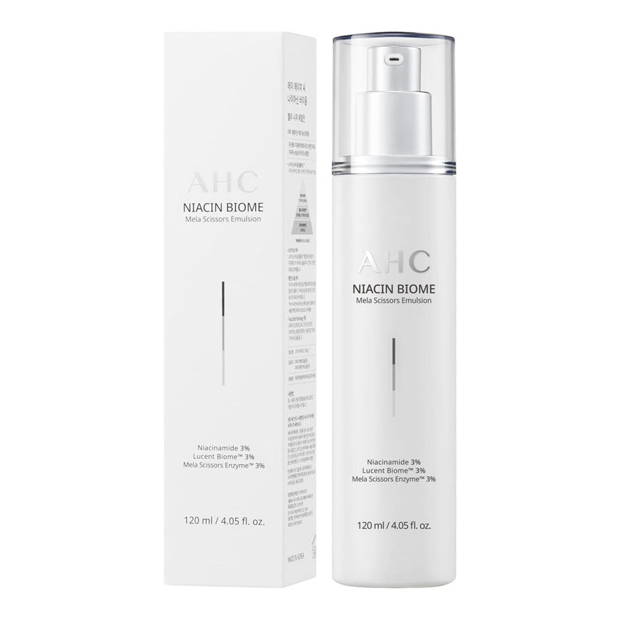 AHC Niacin Biome Mela Scissors Emulsion 120ml hydrating brightening emulsion with niacinamide for even skin tone and barrier care