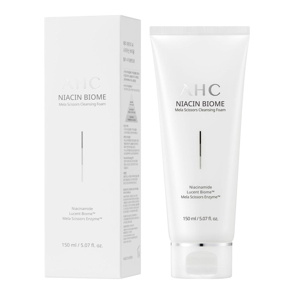 AHC Niacin Biome Mela Scissors Cleansing Foam 150ml brightening foam cleanser with niacinamide for even skin tone