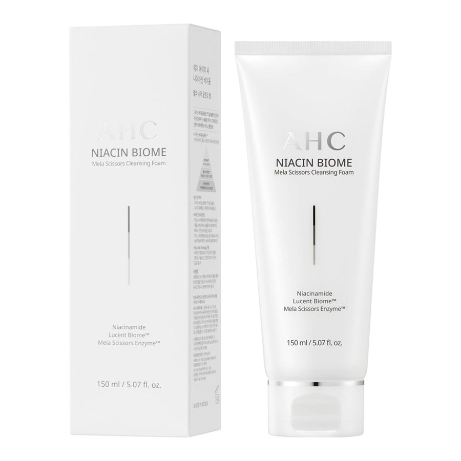 AHC Niacin Biome Mela Scissors Cleansing Foam 150ml brightening foam cleanser with niacinamide for even skin tone