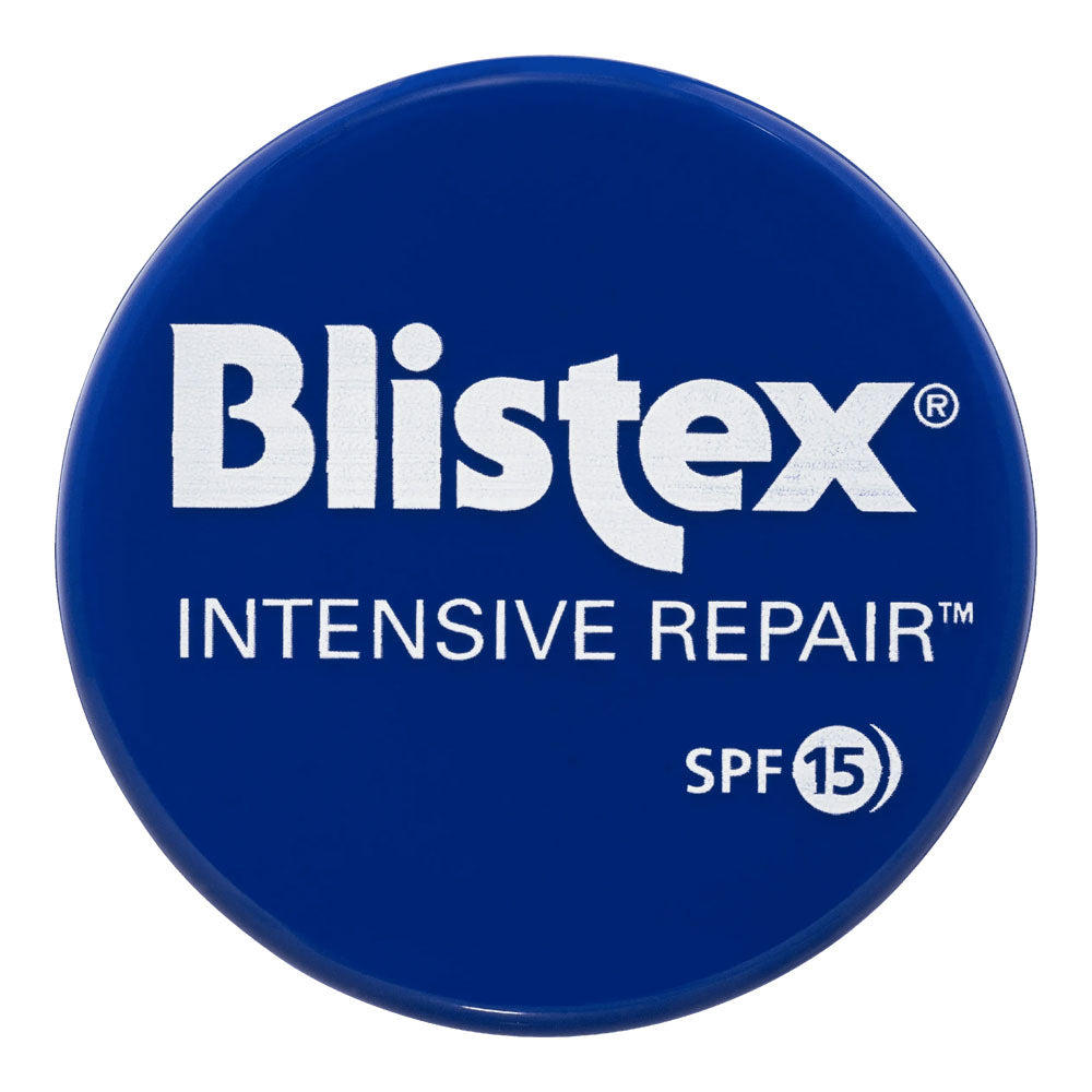 Blistex Intensive Repair SPF 15 lip balm tin with medicated formula for dry, cracked lips