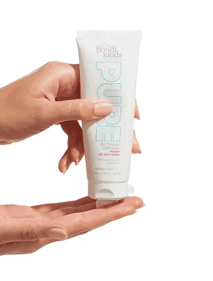 Bondi Sands Sleep Mask Renew dispensing creamy product in GIF animation for overnight hydration and glowing skin effect