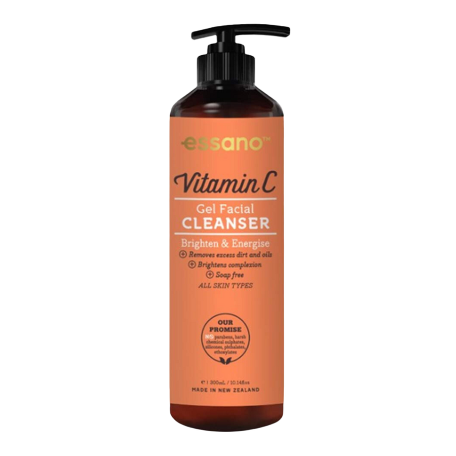 Essano Vitamin C Gel Facial Cleanser for brightening & energising skin, soap-free formula, suitable for all skin types.
