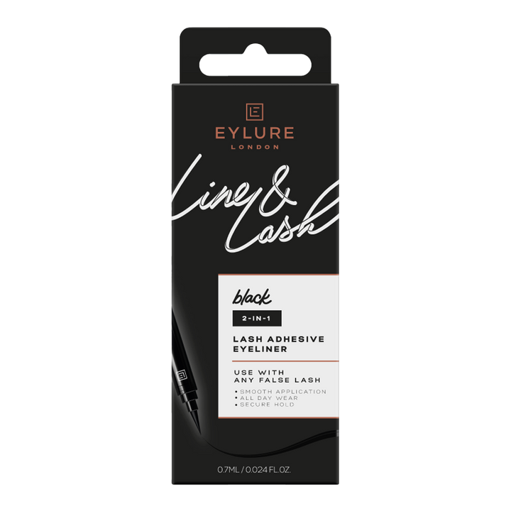Eylure Line & Lash 2-in-1 Adhesive Eyeliner Black – smudge-proof liner and lash adhesive with all-day hold, Blush Fiji