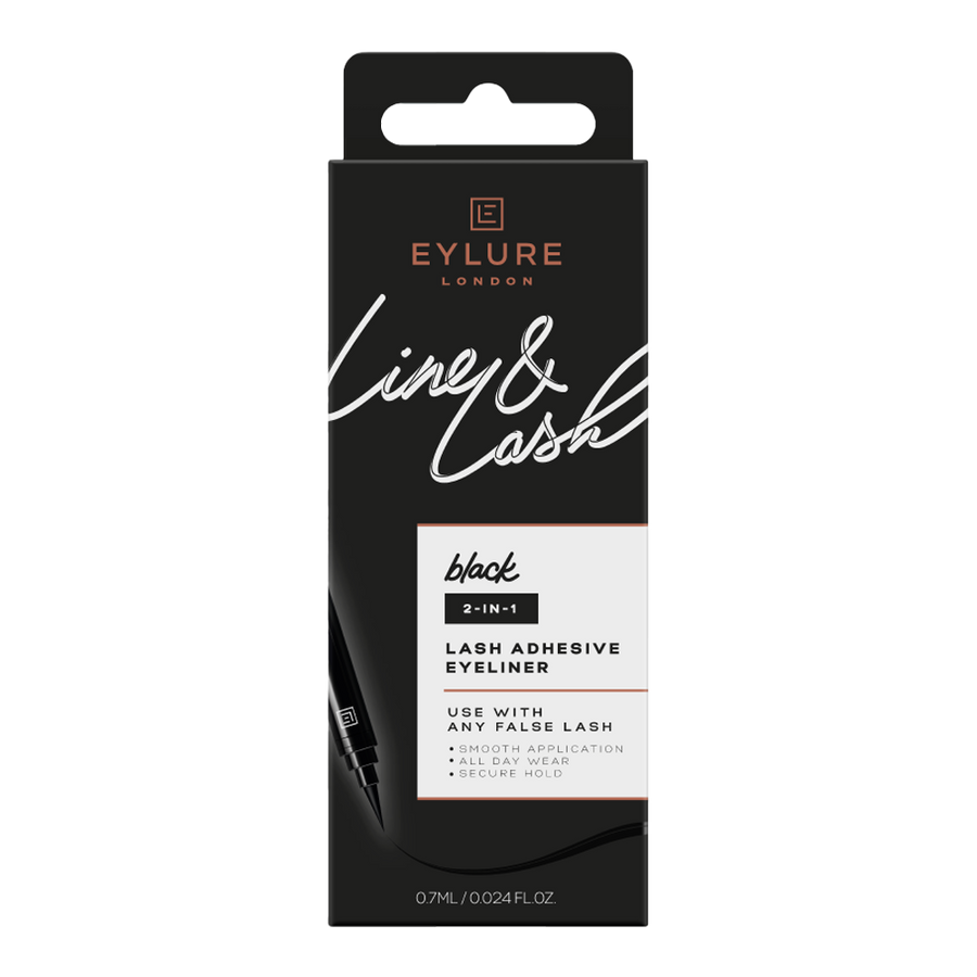 Eylure Line & Lash 2-in-1 Adhesive Eyeliner Black – smudge-proof liner and lash adhesive with all-day hold, Blush Fiji