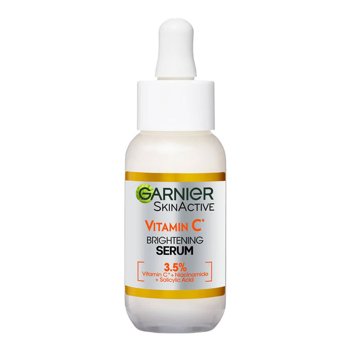 Garnier SkinActive Vitamin C Brightening Serum bottle – radiance-boosting, vegan formula, even tone & reduce dark spots