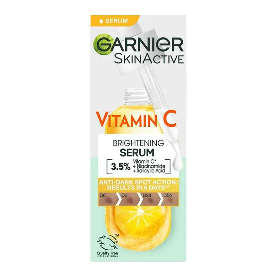 Garnier SkinActive Vitamin C Brightening Serum – vegan with Niacinamide & Salicylic Acid to fade dark spots & boost radiance