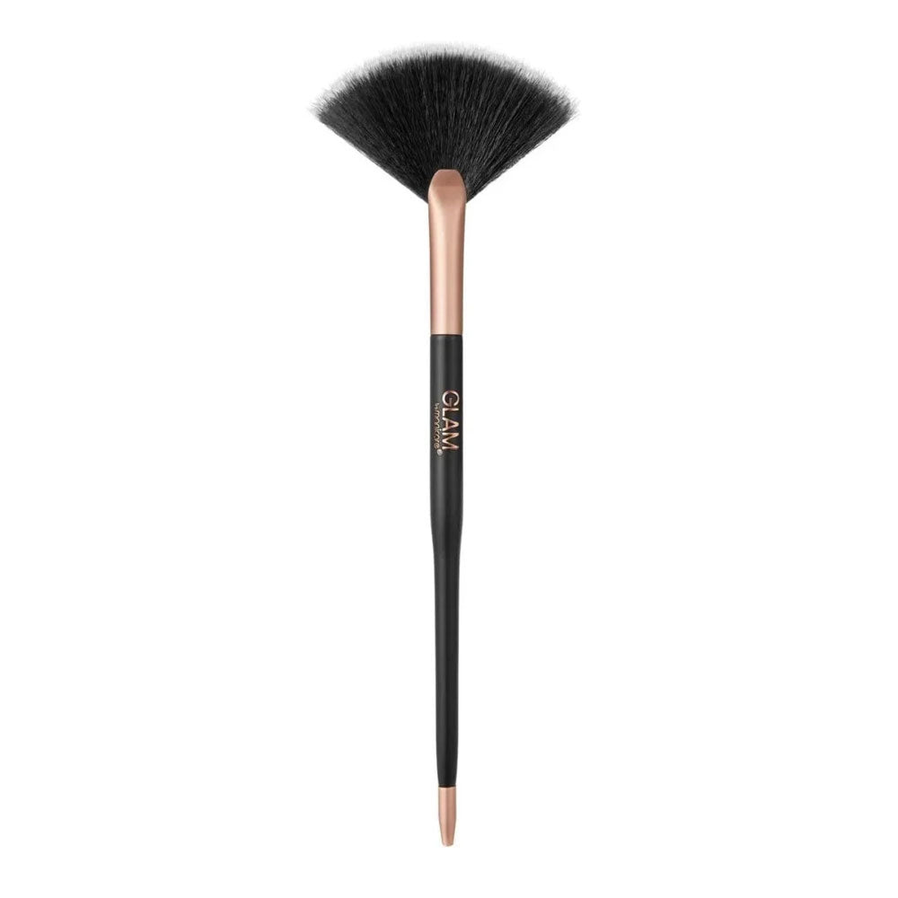 Glam by Manicare Luxe Collection Precision Highlight Brush unboxed showing fan bristles