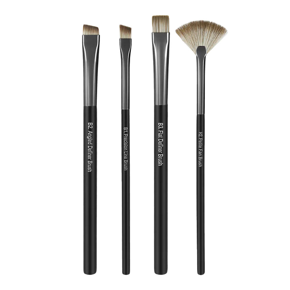 Glam Pro by Manicare Essential Brow Brush Set contents showing all 4 brushes