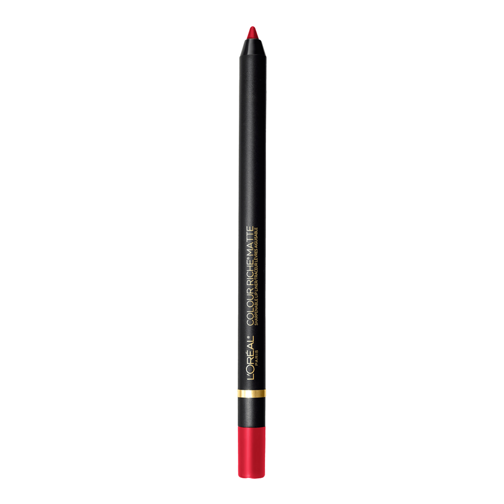 L'Oreal Colour Riche Matte Sharpenable Lip Liner 102 IN-MATTE-UATED WITH YOU, showcasing smooth, matte texture in a precise pencil for lip definition
