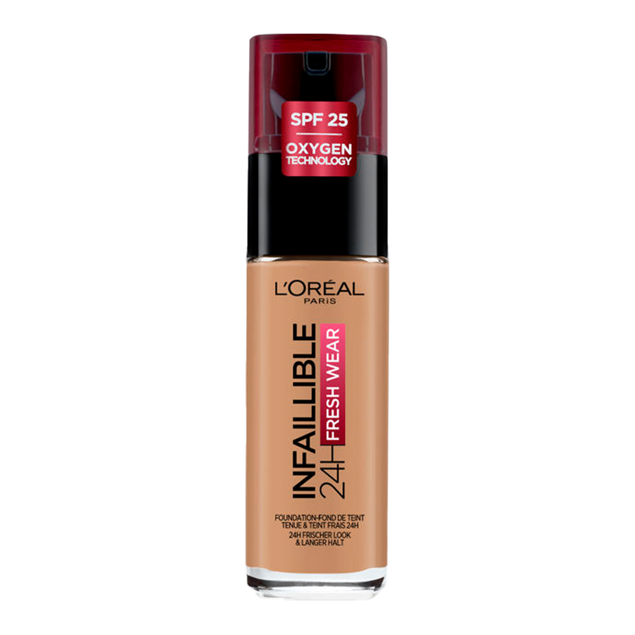 L’Oreal Infallible 32HR Foundation 290 Golden Amber full coverage SPF 25 satin finish transfer resistant Blush Fiji

