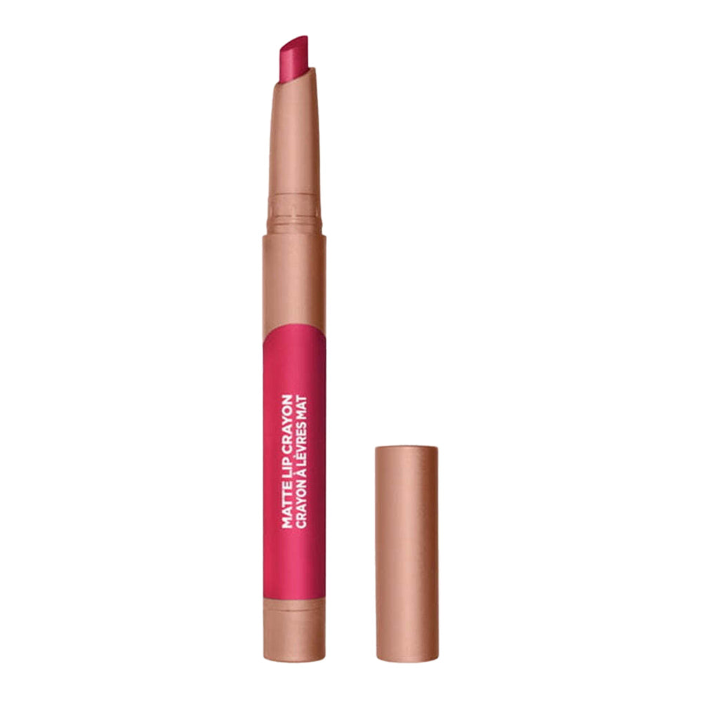 L'Oreal Matte Lip Crayon 504 TOFFEE CHERI – waterproof matte crayon with Jojoba Oil for soft, full-coverage colour and comfort