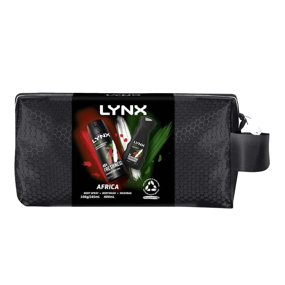 Lynx Africa black washbag front view
