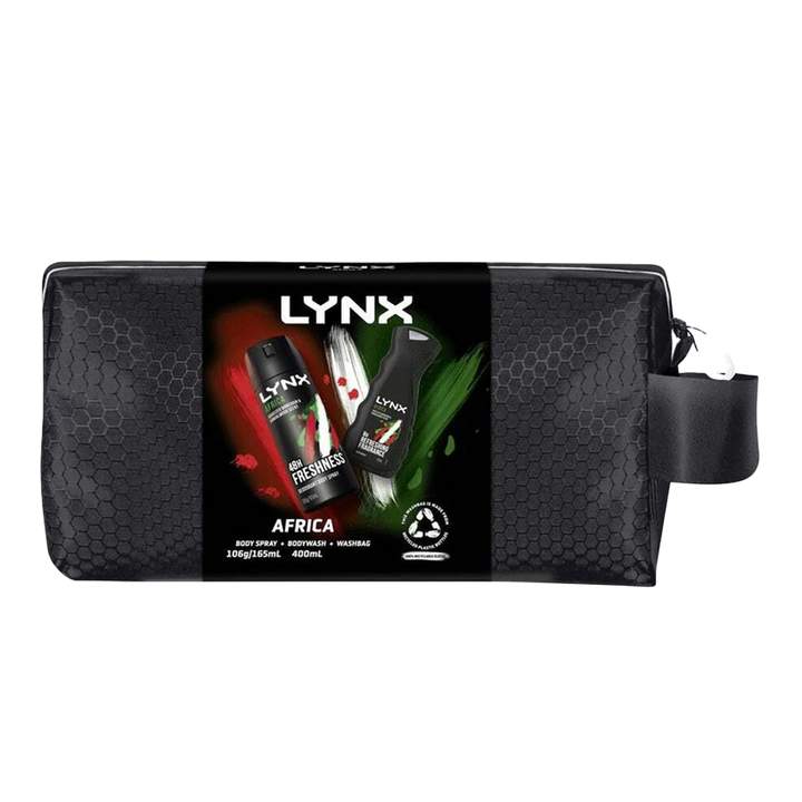Lynx Africa black washbag front view