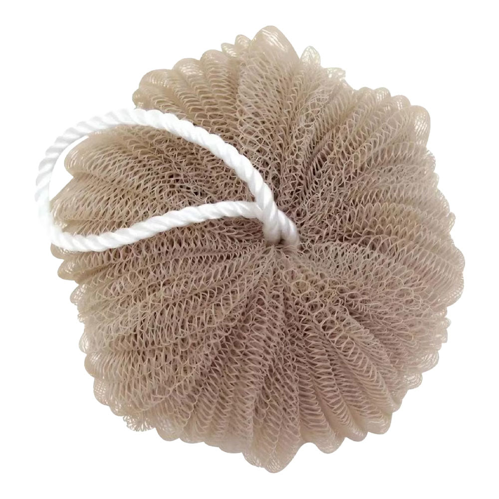 Manicare Luxury Cleansing Sponge unboxed showing open weave texture, brown