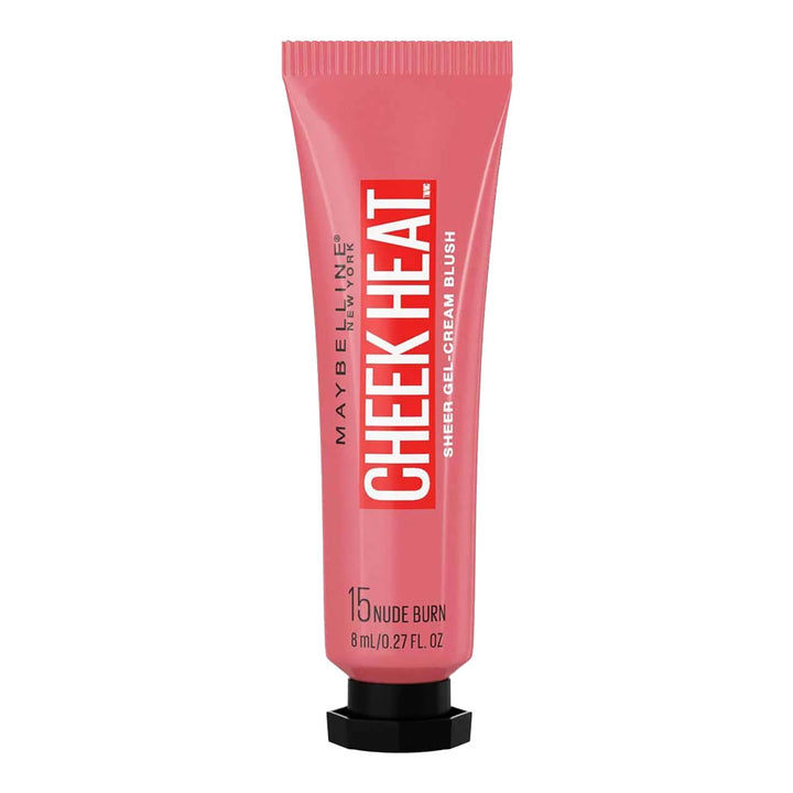Maybelline Cheek Heat Gel Cream Blush 15 Nude Burn, lightweight gel blush with a warm, natural flush