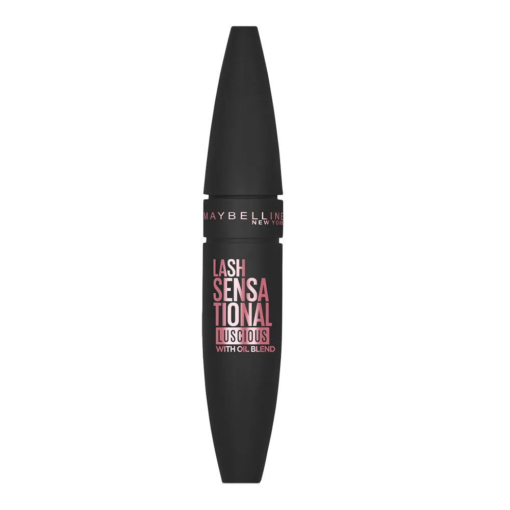 Maybelline Lash Sensational Luscious Mascara 07 Very Black closed tube, washable oil blend mascara for intense black volume