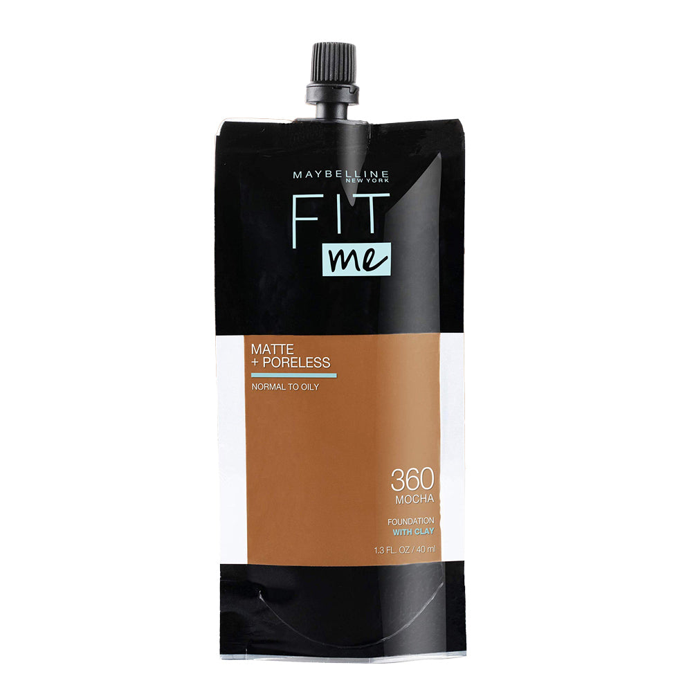 Maybelline Matte + Poreless Pouch 360 MOCHA with matte finish, oil control and pore-blurring coverage in eco packaging