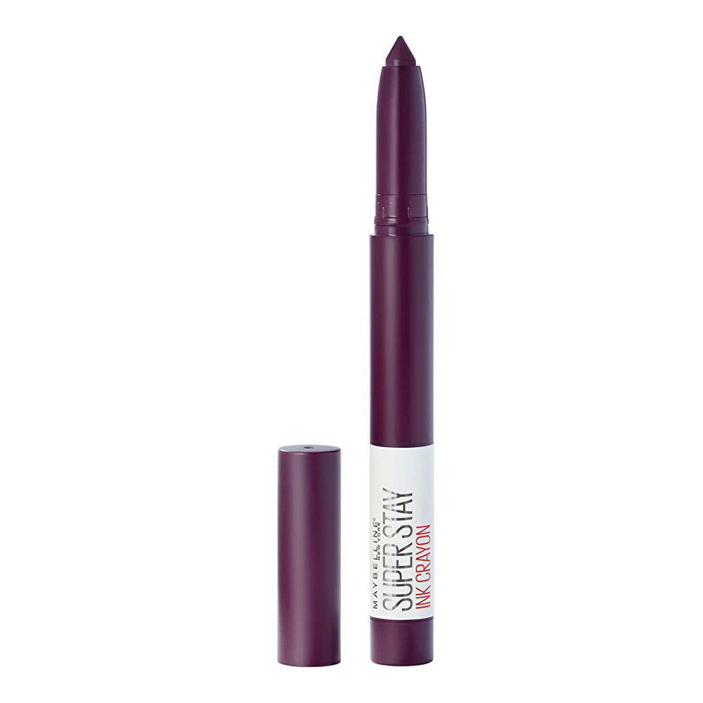 Maybelline Ink Crayon lipstick in FORGET THE RULES – bold matte colour and built-in sharpener for precise lip definition