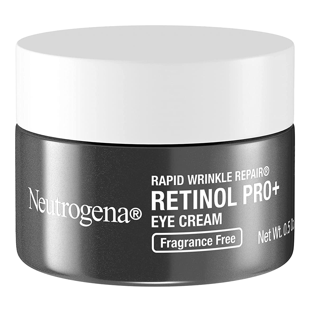 Neutrogena Retinol Pro+ Eye Cream jar targets crow’s feet, dark circles and fine lines with 0.05% retinol and micropeptide