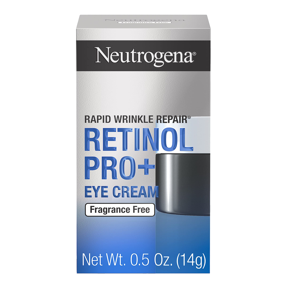Neutrogena Retinol Pro+ Eye Cream with box targets wrinkles, dark circles and fine lines with 0.05% retinol and micropeptide