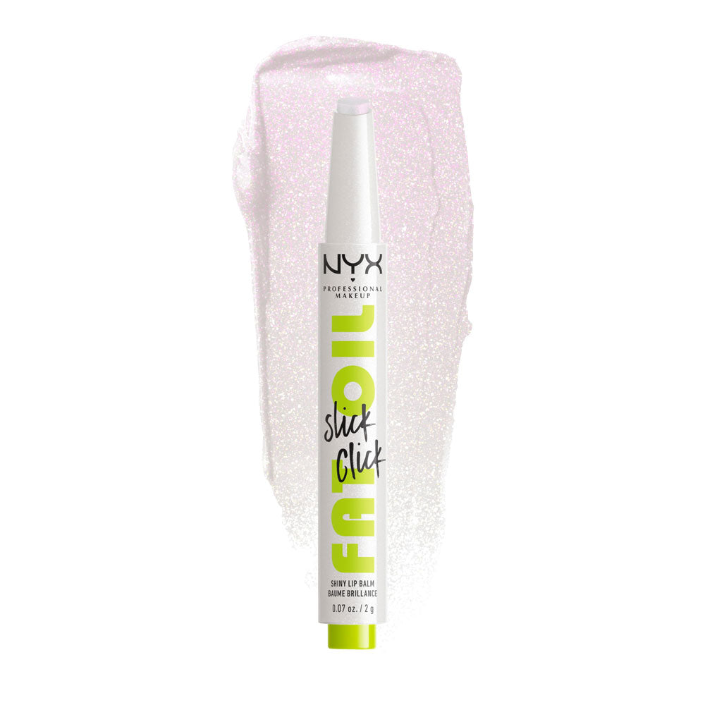 NYX Fat Oil Slick Click FOS01 Main Character swatch, vegan lip balm stick with glossy balm-to-oil shine and hydration – Blush Fiji