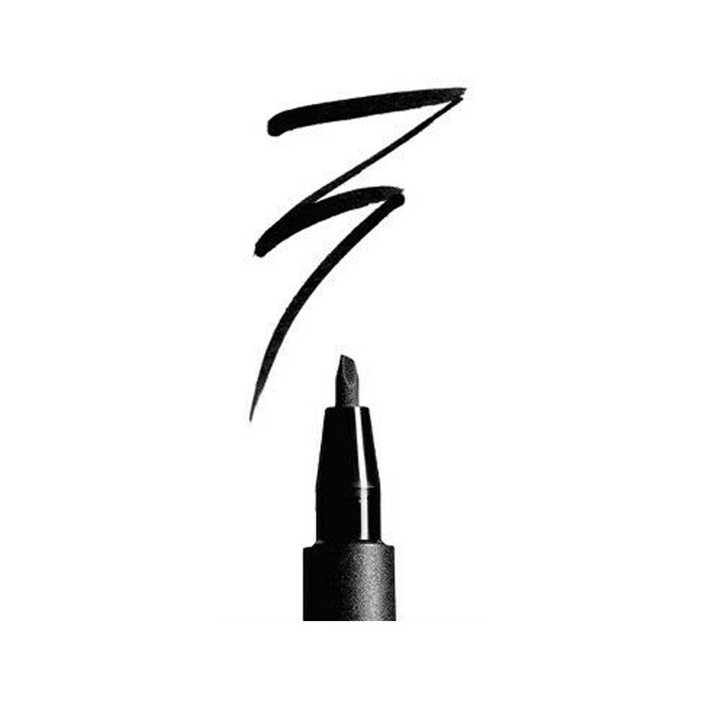 NYX That’s The Point Eyeliner A BIT EDGY TTPE03 close-up of angled felt tip and satin-matte swatch on skin