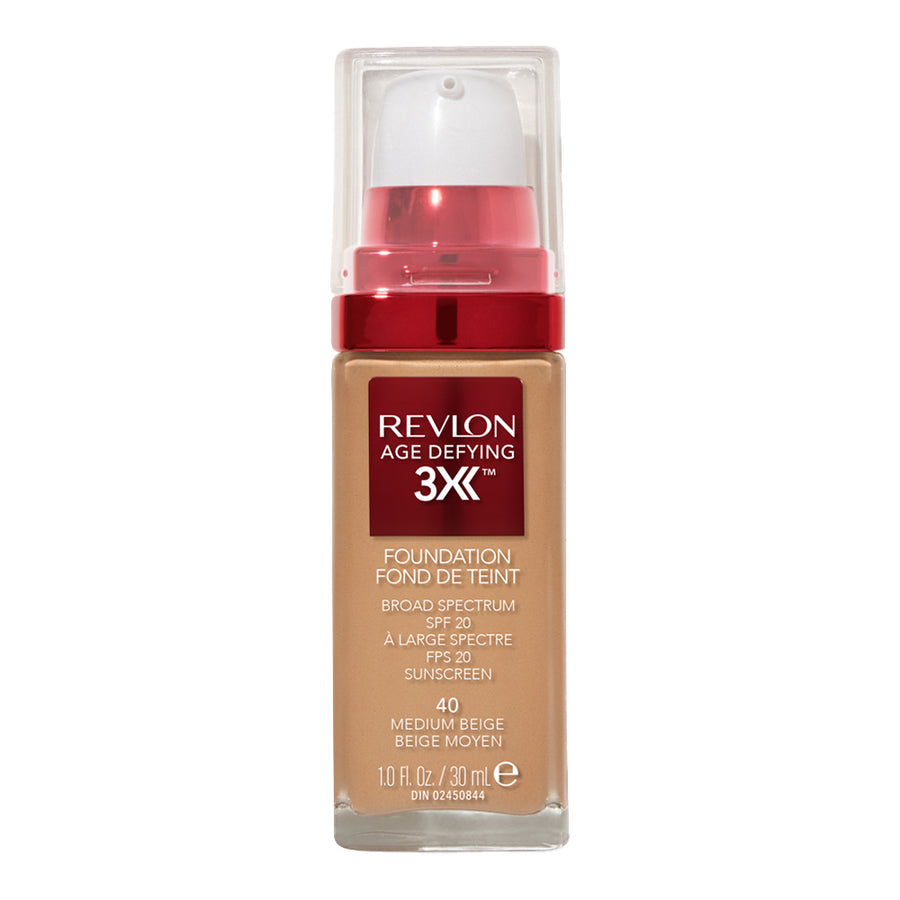 Revlon Age Defying 3X Foundation 30ml in 40 MEDIUM BEIGE - Hydrating, anti-ageing makeup
