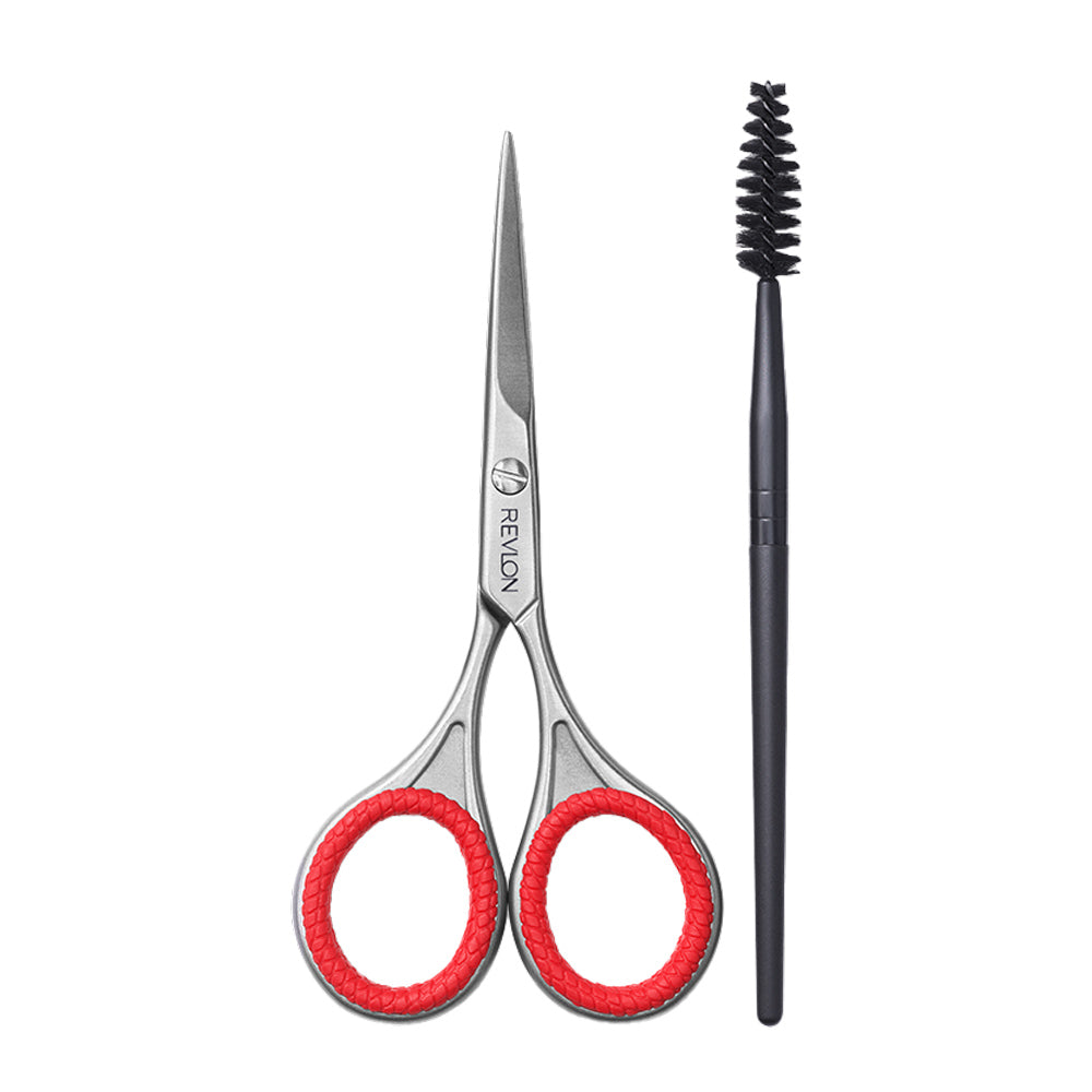 Revlon Brow Shaping Scissor & Brush Set 04607 – stainless steel scissors and spoolie for precise brow grooming at Blush Fiji
