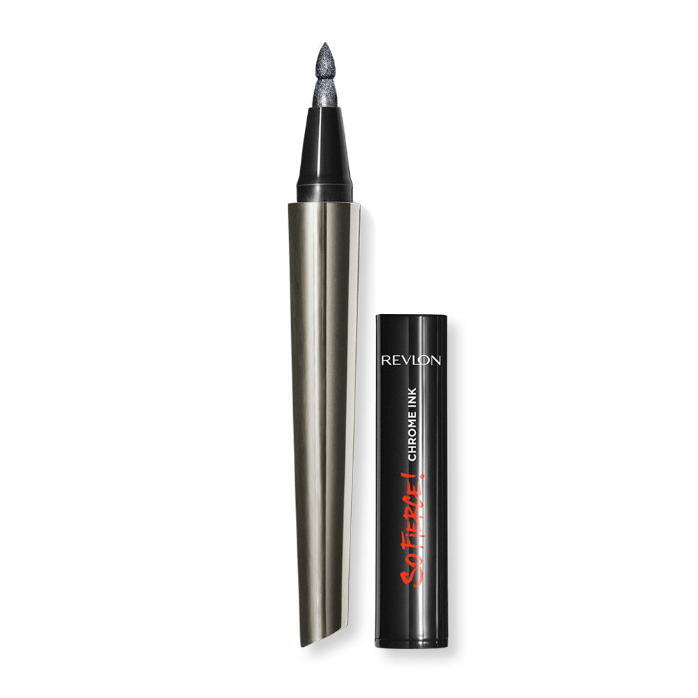 Revlon Chrome Ink Liquid Liner 901 Gunmetal – bold metallic grey eyeliner with chrome finish, flexible tip and all-day wear