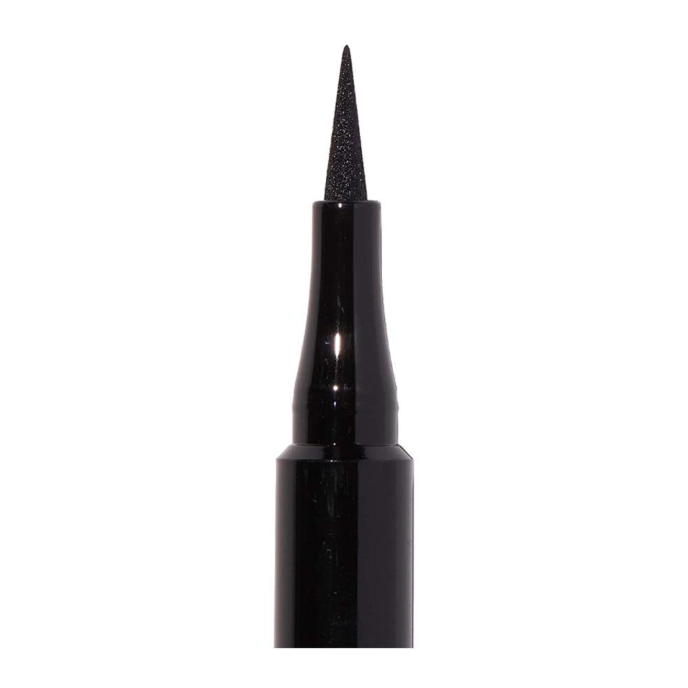 Close-up of Revlon Sharp Line Liquid Eye Pen tip with slim tapered felt tip for precise black eyeliner definition