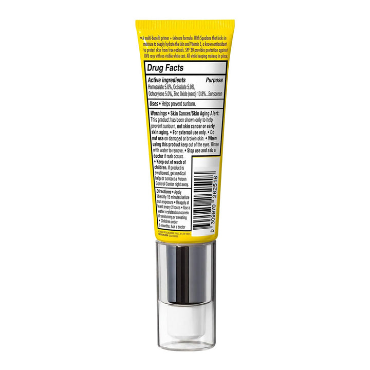 Revlon Illuminance Protect + Moisturize Primer SPF 25 directions showing application before foundation