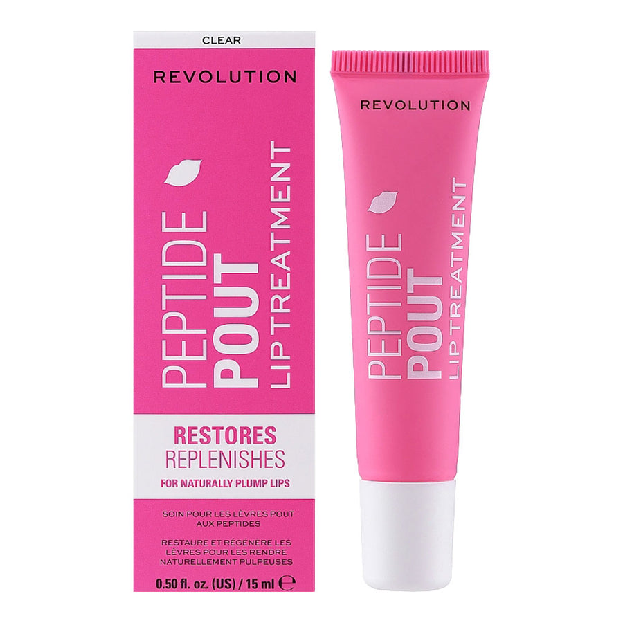 Revolution Peptide Pout Lip Treatment Clear, peptide lip treatment, hydration, plumping, glossy finish – Blush Fiji