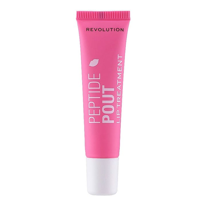 Revolution Peptide Pout Lip Treatment Clear unboxed, peptide lip treatment, hydration, plumping, glossy finish – Blush Fiji