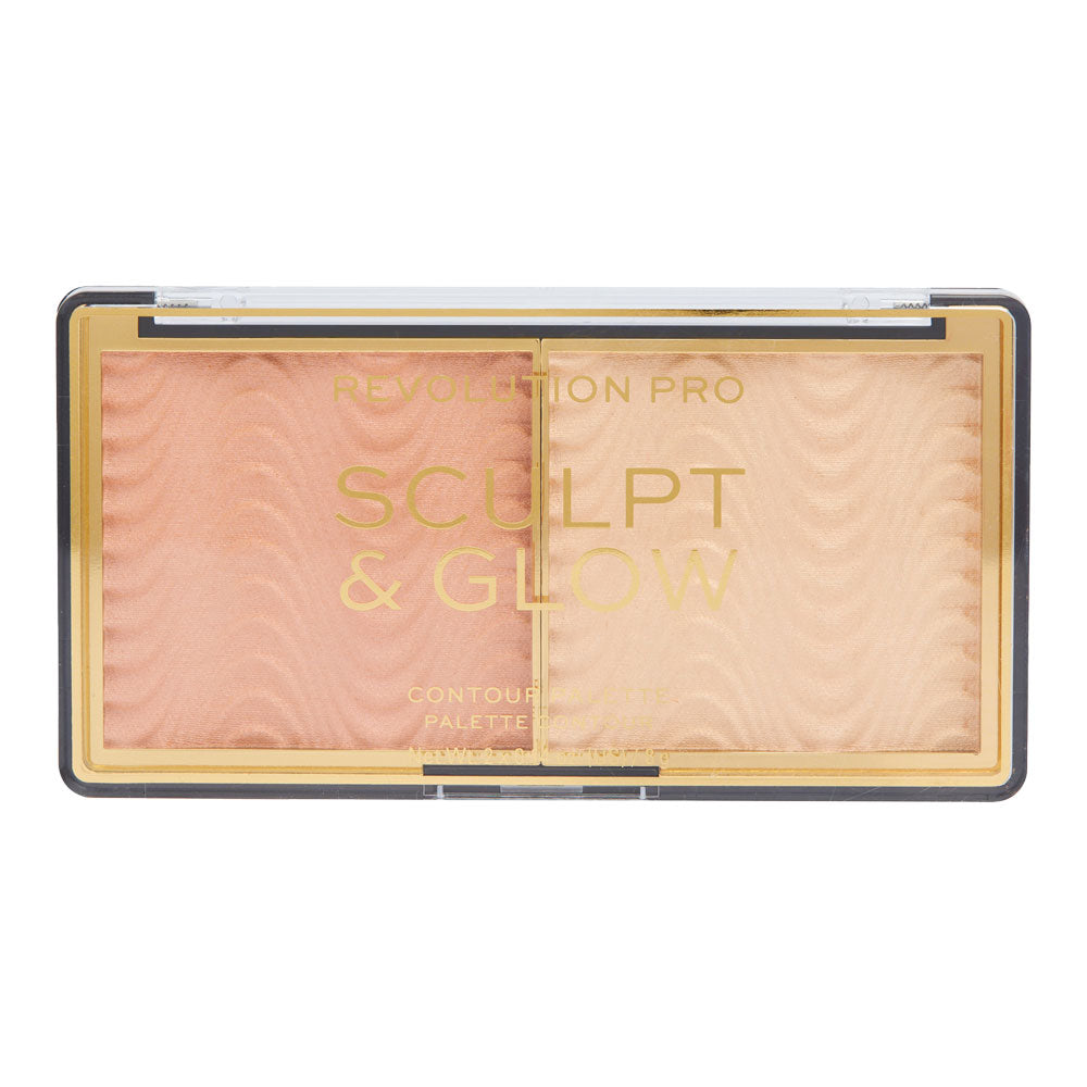 Revolution Pro Sculpt and Glow Palette Light Medium with matte bronzer and shimmer highlight