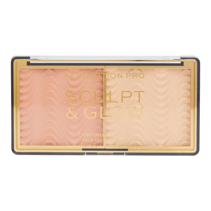 Revolution Pro Sculpt and Glow Palette Light Medium with matte bronzer and shimmer highlight