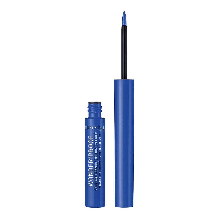 Rimmel Wonder’proof 24H Waterproof Liner PURE BLUE, glossy liquid eyeliner with lifeproof formula & intense colour Blush Fiji
