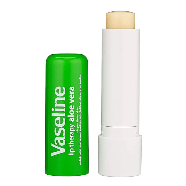 Vaseline Lip Therapy Aloe Vera Stick open showing soothing hydrating balm