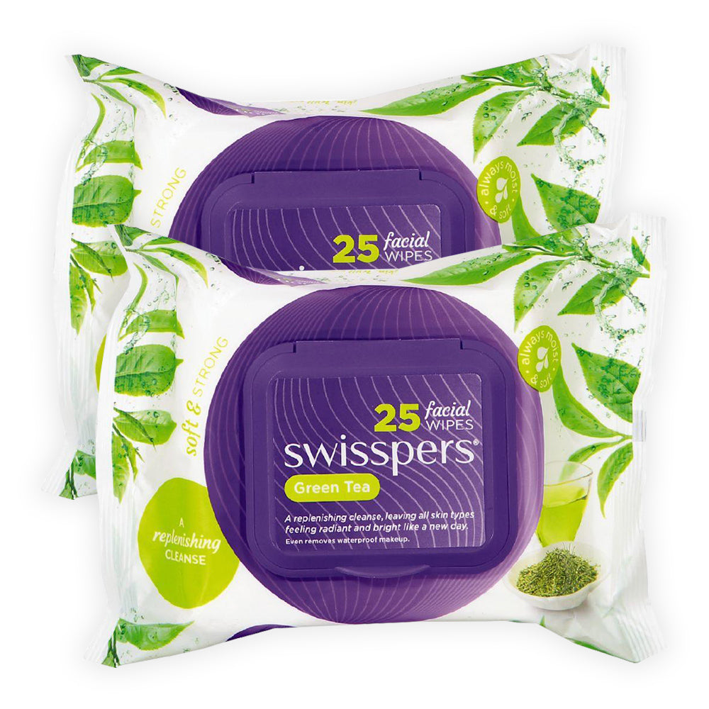 Swisspers Facial Wipes GREEN TEA Twin 2x 25pack