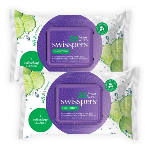 Swisspers Facial Wipes CUCUMBER Twin 2x 25pack