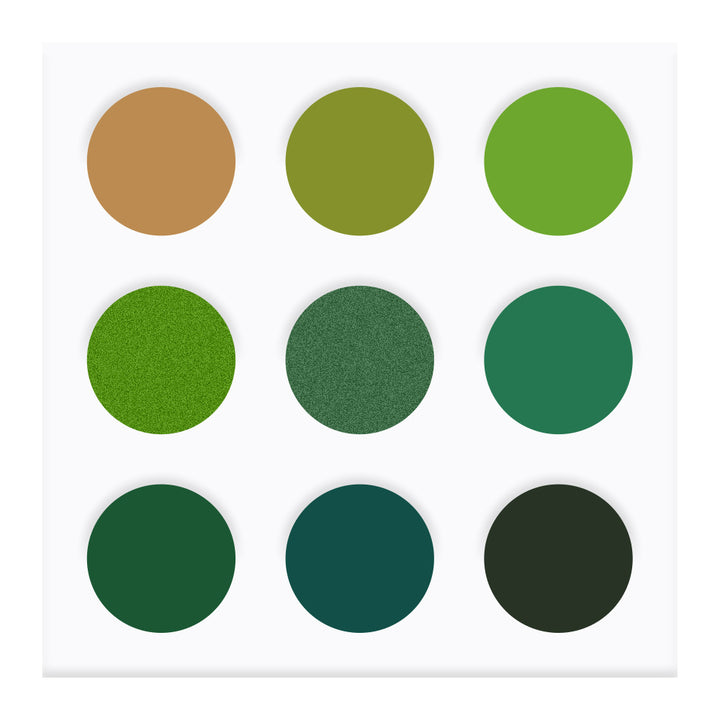 EYECONIQ 9pc GREEN eyeshadow palette with fresh matte, shimmer, and glitter finishes—vegan and Blush Fiji exclusive
