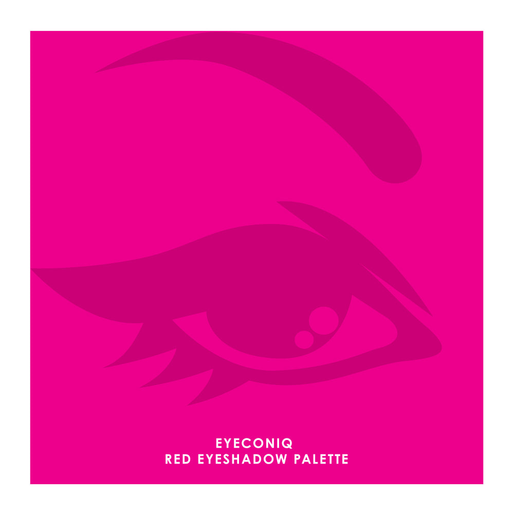 EYECONIQ RED palette front cover with intense red design reflecting bold 9-shade colour story