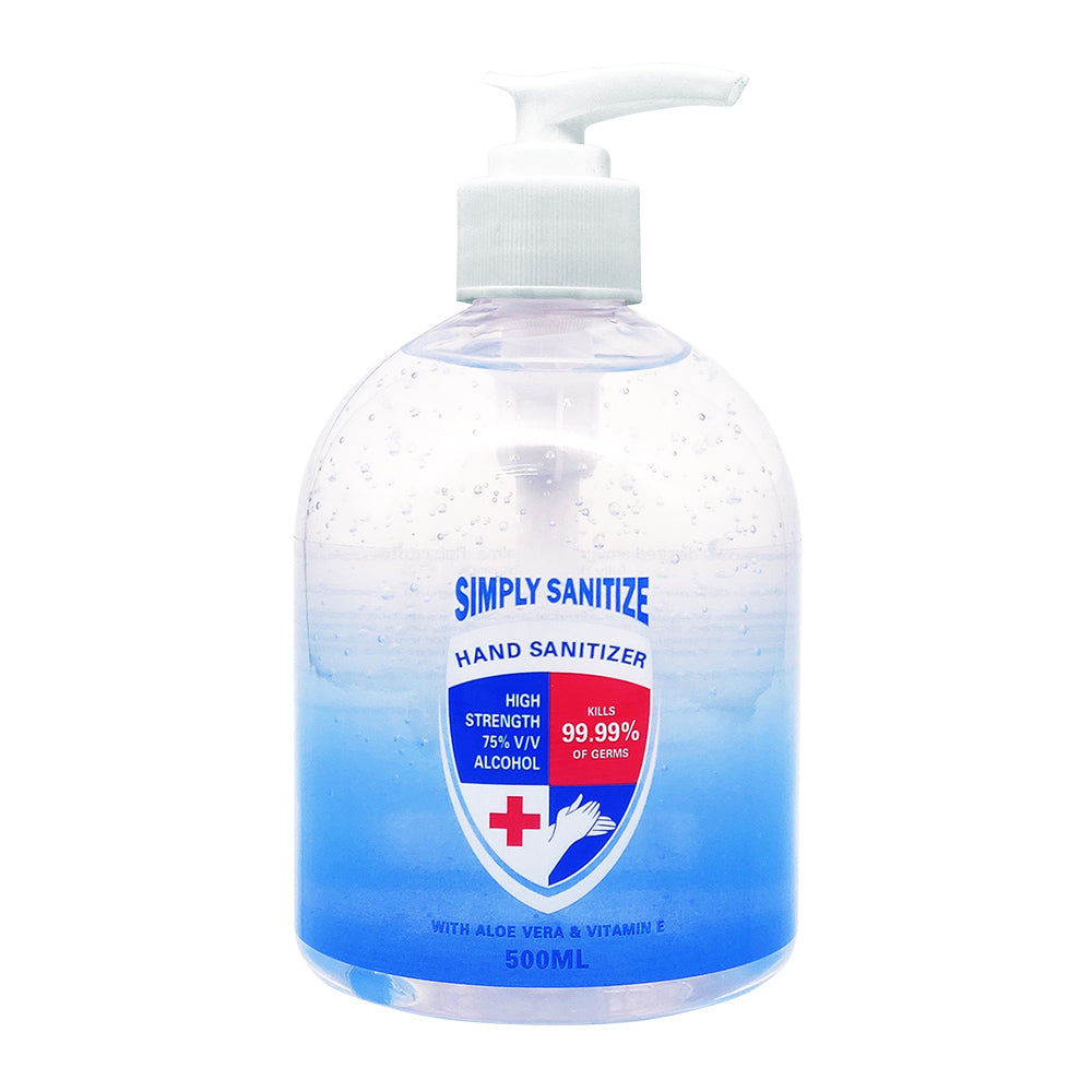 Simply Sanitize Hand Sanitiser Gel 500ml Pump + 1 FREE Face Mask